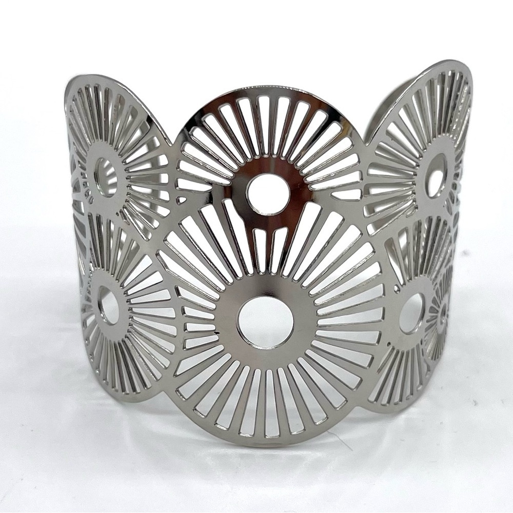 Stainless Steel Silver tone  Geometric Cuff Bracelet